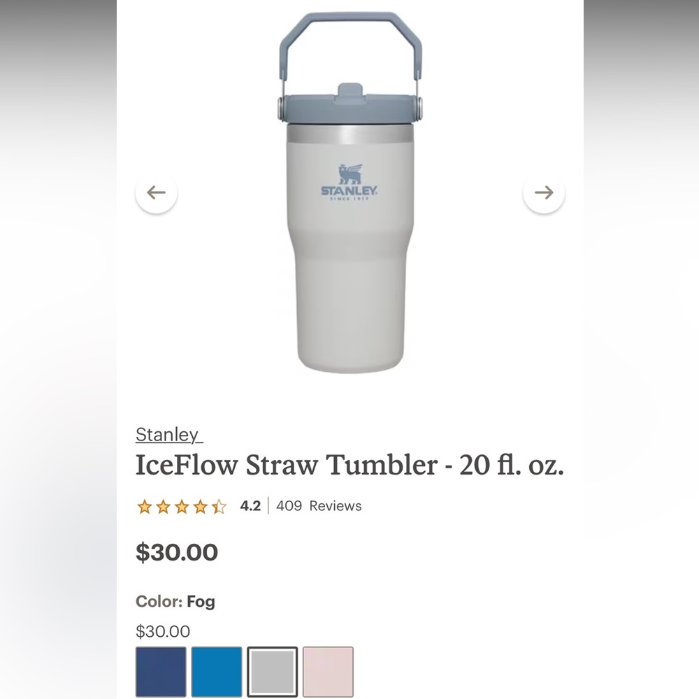Stanley Flip Straw Iceflow Cup in color “Fog”